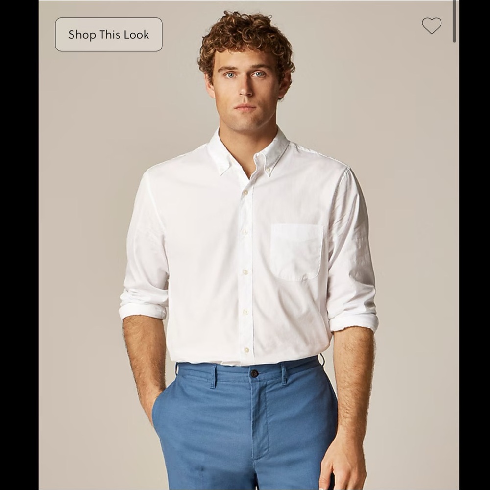 NWT J.CREW Slim Small Secret Wash Cotton Poplin White Men's Shirt